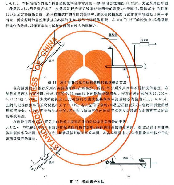 試樣處于水平位置及其自由振動狀態